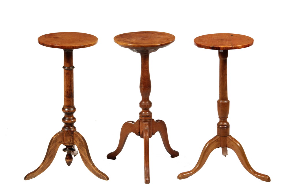 Appraisal: QUEEN ANNE CANDLESTANDS - Similar Ring and Urn Turned Stands