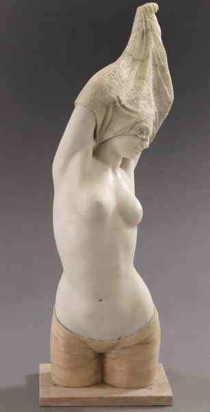 Appraisal: Art Deco style marble sculpture of a female figureundressing Unsigned