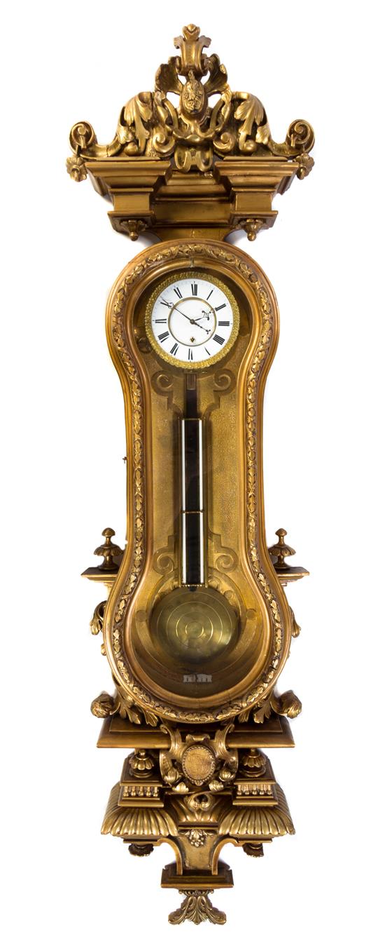 Appraisal: Sale Lot A Continental Giltwood Wall Clock having a heavily