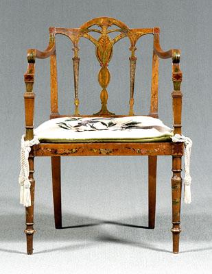 Appraisal: Adam paint decorated period armchair satinwood and other mixed woods