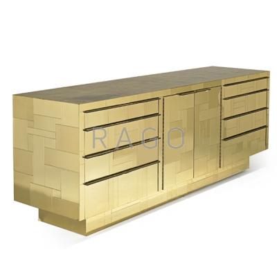 Appraisal: PAUL EVANS - DIRECTIONAL Cityscape cabinet USA s Brass laminate