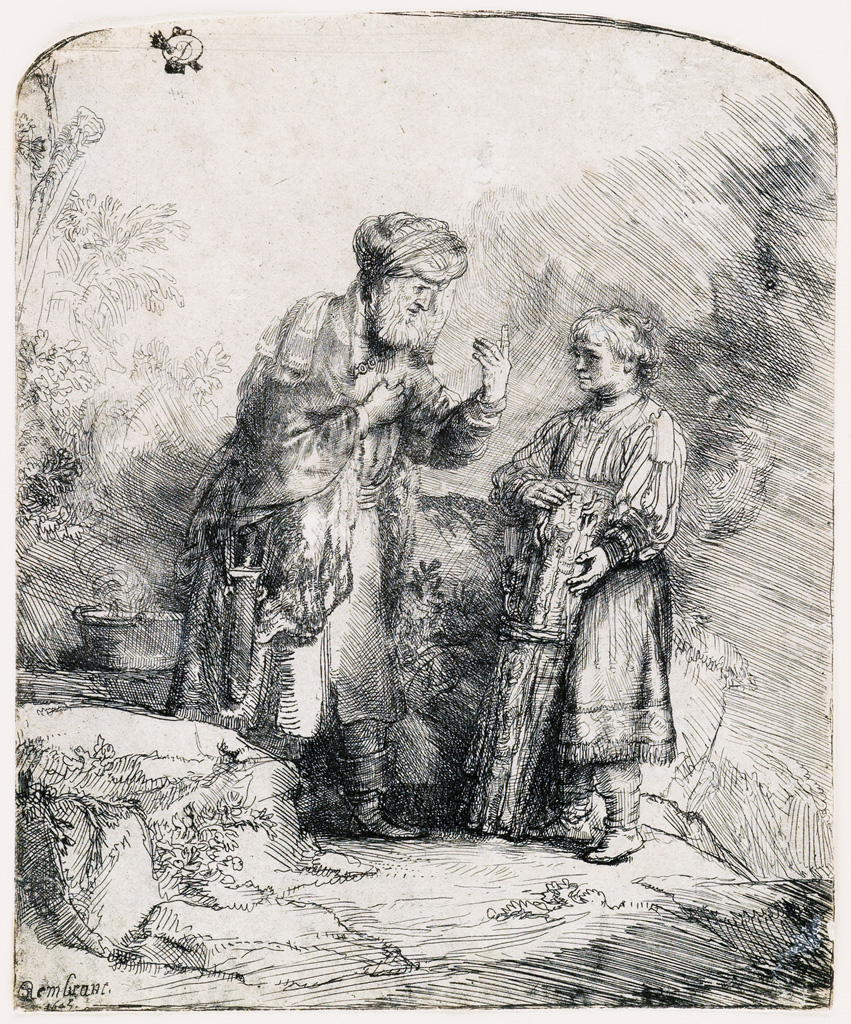 Appraisal: REMBRANDT VAN RIJN Abraham and Isaac Etching x mm x