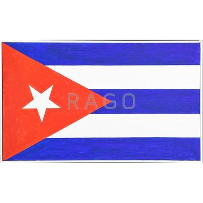 Appraisal: Emilio S nchez Cuban American - Untitled Cuban Flag Oil