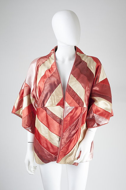 Appraisal: A s silk open jacket of cream pink and red