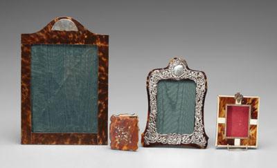 Appraisal: Four tortoise frames one with silver crest at top with