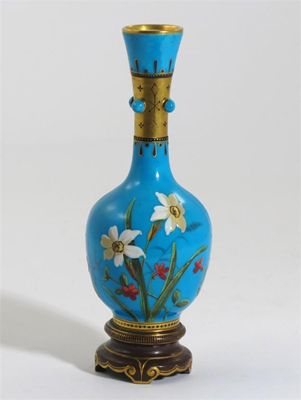 Appraisal: A Minton Cloissone solifleur vase painted with narcissi and wild