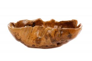 Appraisal: Oversized Low Irregular Turned Burl Wood Bowl Possibly New Zealand