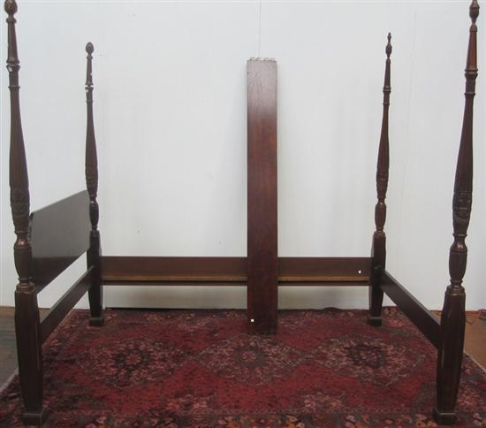 Appraisal: PAIR OF BEADSTEADS A pair of Georgian style carved mahogany