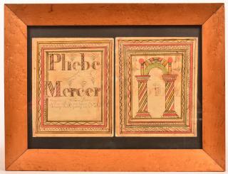 Appraisal: Framed Fraktur Bookplates Inscribed for Phebe Mercer daughter of William