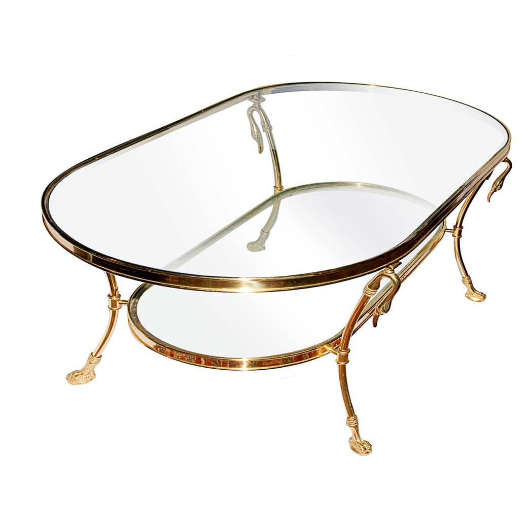 Appraisal: Gilt-Metal and Glass Two-Tier Low Table Height inches width inches