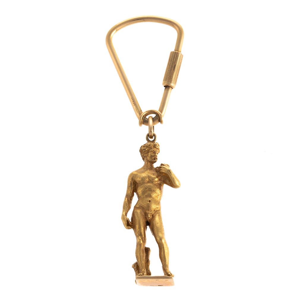 Appraisal: An K Key Chain Featuring Michelangelo's David K yellow gold