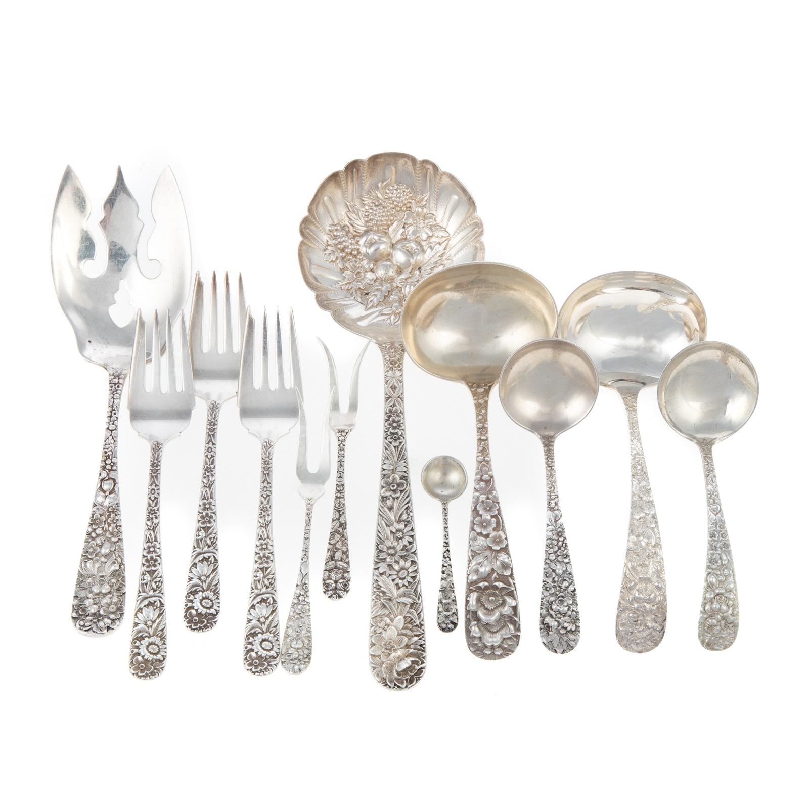 Appraisal: ASSORTED BALTIMORE STERLING FLATWARE SERVING PIECES Includes Stieff Rose salad