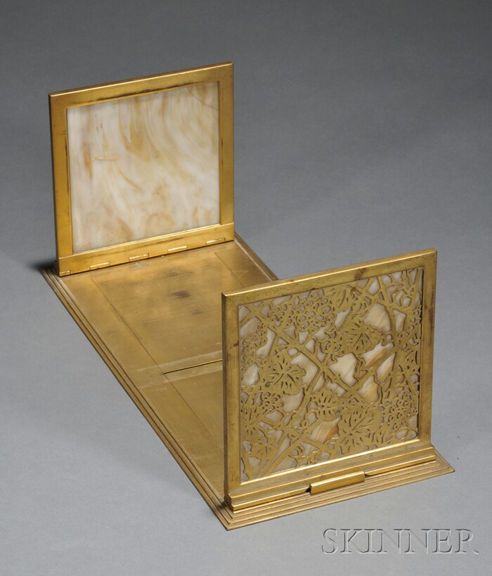 Appraisal: Tiffany Studios Grapevine Pattern Bookstand Etched gilt bronze and glass