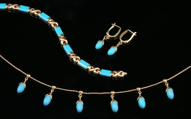 Appraisal: KY Necklace long Turquoise dangles Bracelet long rectangular turquoise inserts