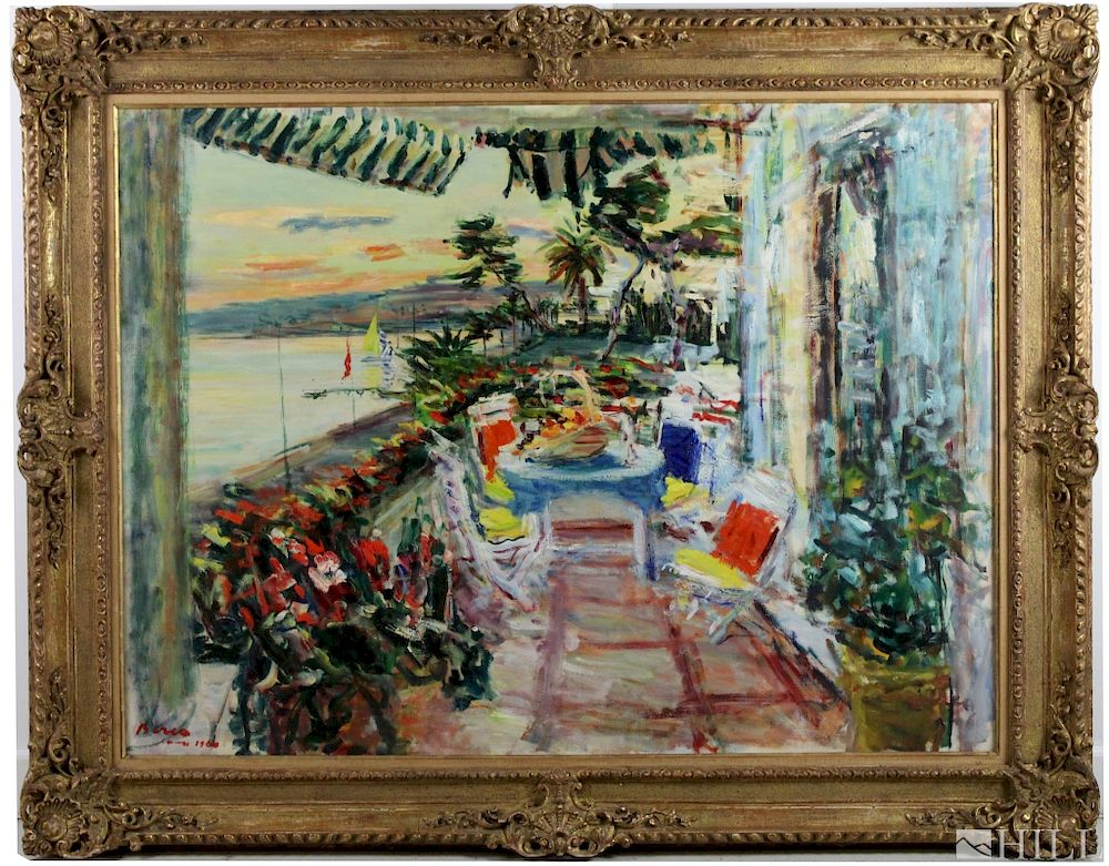 Appraisal: Dimitri Berea - French Cafe Oil Painting Dimitri Berea French