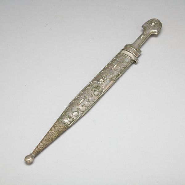 Appraisal: Caucasian Nickel Kindjhal mid th century the grip and scabbard