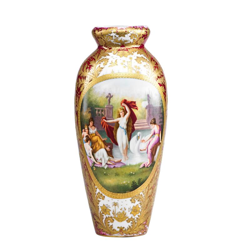 Appraisal: ROYAL VIENNA PORCELAIN VASE Hand-painted reserve of classical maidens and