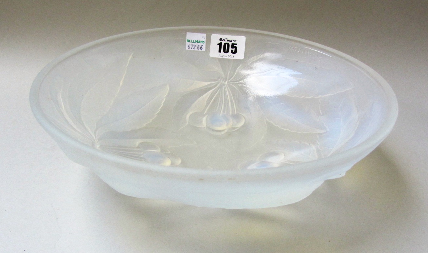 Appraisal: An opalescent glass bowl by G Vallon th century moulded