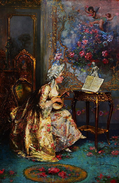 Appraisal: AUGUSTO DAINI - A musical moment signed oil on canvas