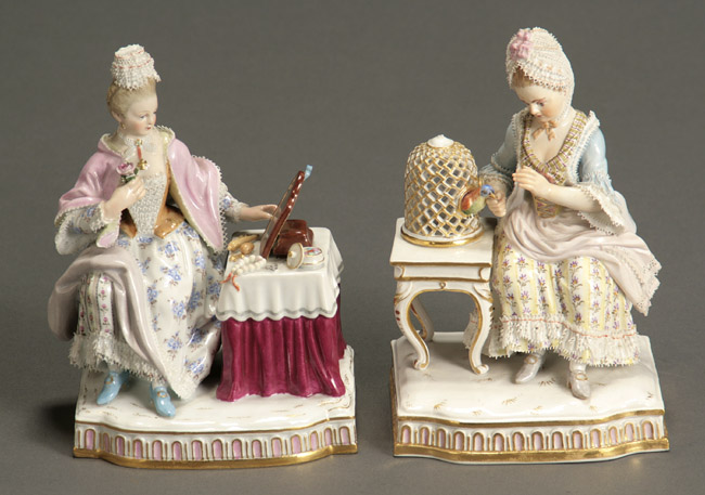 Appraisal: Pair of Meissen Figures of the Senses After models by