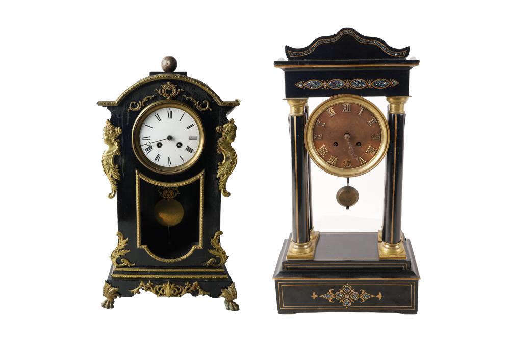 Appraisal: TWO FRENCH EMPIRE STYLE MANTLE CLOCKSboth having loss and missing