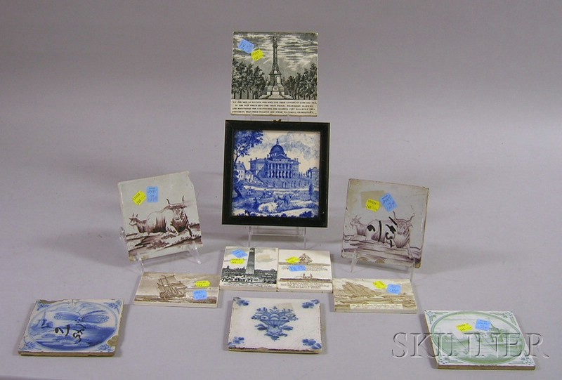 Appraisal: Seven Decorated Ceramic Tiles and Four Wedgwood Ceramic Calendar Tiles