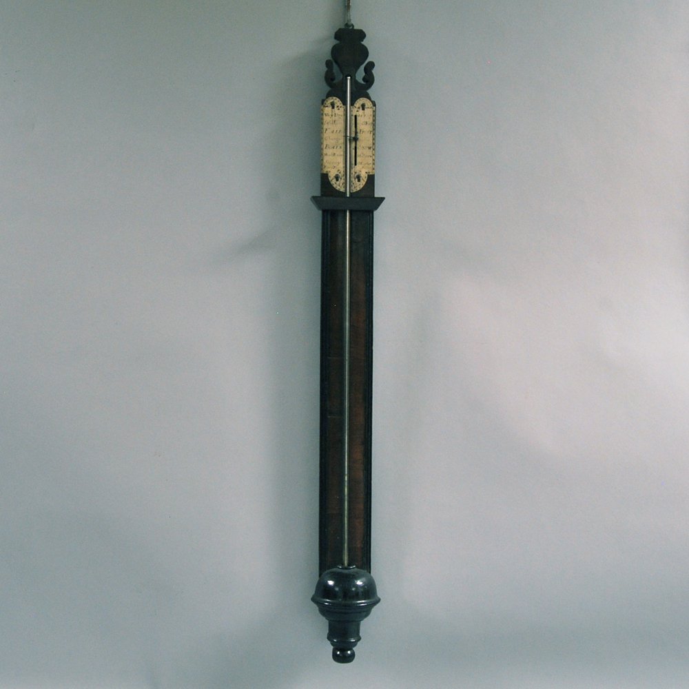 Appraisal: Mahogany Veneer Stick Barometer probably England early th century shaped