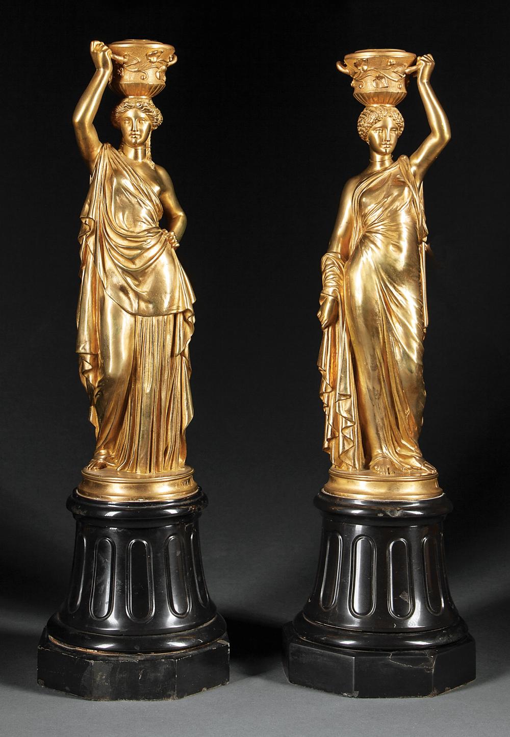 Appraisal: Pair of Napoleon III Gilt Bronze Classical Figures marked L