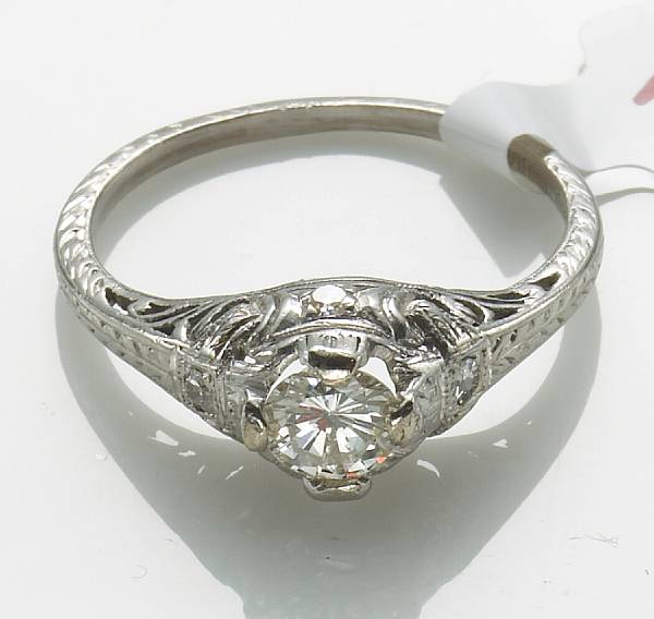 Appraisal: A diamond and platinum engagement ring estimated center diamond weight