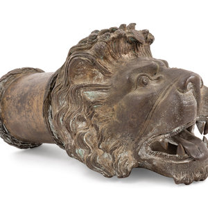 Appraisal: A Continental Bronze Lion Head Spout Late th Early th