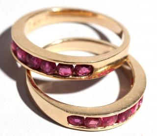 Appraisal: Set of K Gold Ruby Stacking Rings A pair of