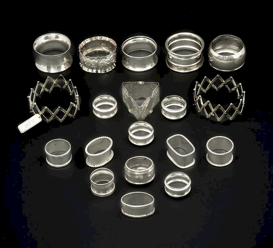 Appraisal: Silver napkin rings from various makers Silver napkin rings from