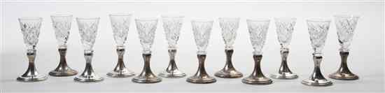 Appraisal: A Set of Twelve American Sterling Silver Mounted Cut Glass