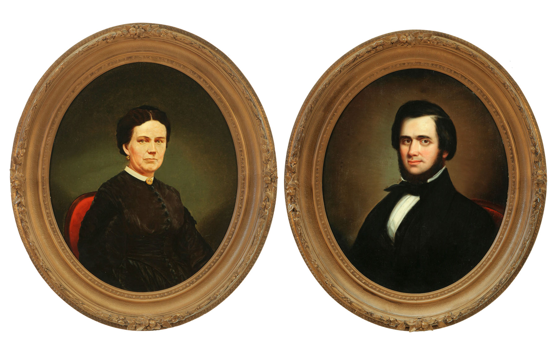 Appraisal: TWO PORTRAITS AMERICAN SCHOOL MID s Oil on canvas unsigned