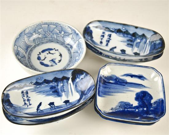 Appraisal: Seven Pieces of th C Arita Blue and White Porcelain