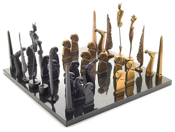 Appraisal: Paul Wunderlich German born Chess set bronze from an edition