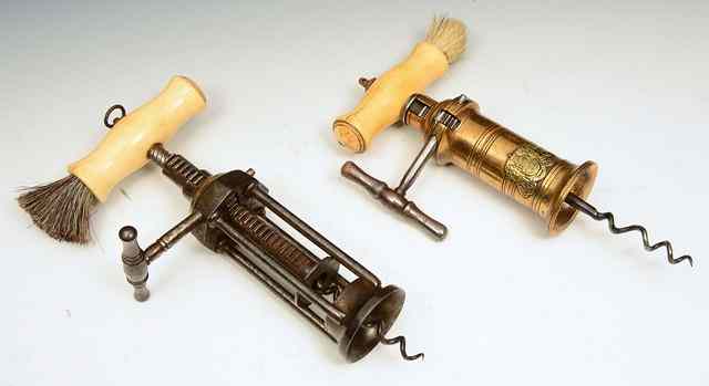 Appraisal: A STEEL DOUBLE ACTION RACK AND PINION CORKSCREW with a