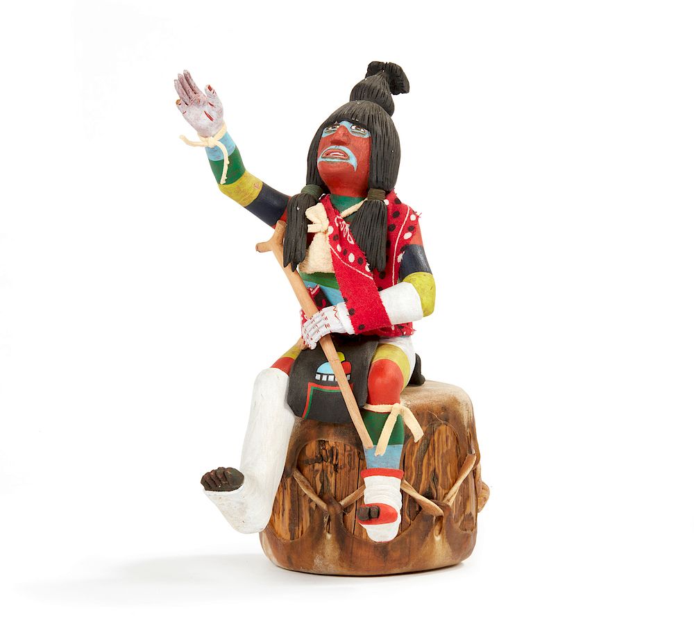 Appraisal: Kachina by A L Sahmie with Drum Stand Kachina by