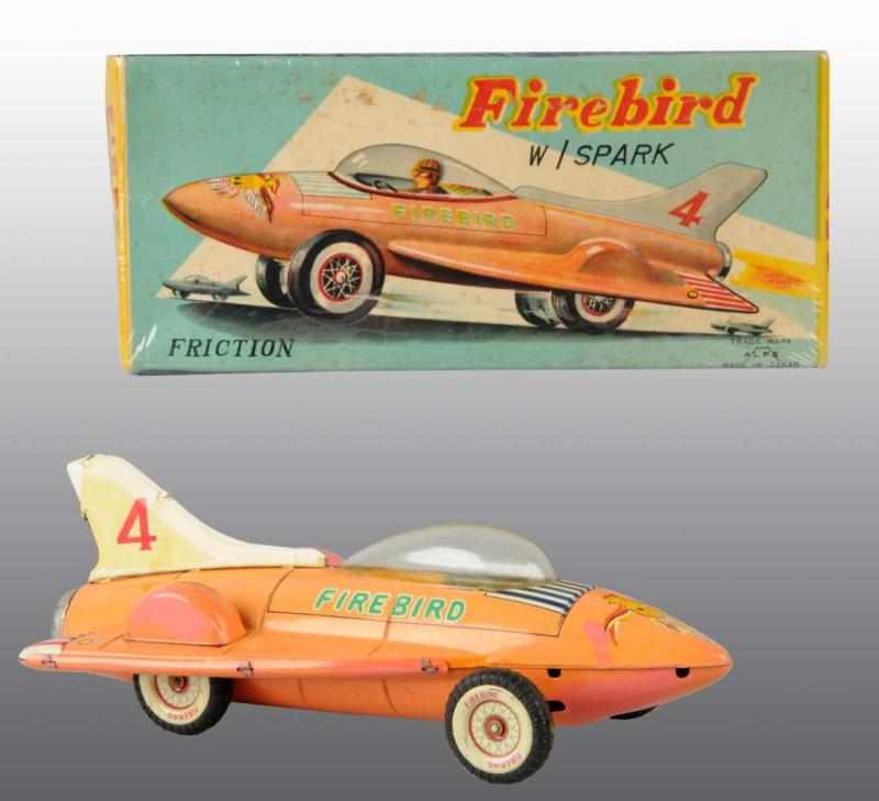 Appraisal: Tin Firebird Jet Car Friction Toy Description Japanese Working Made