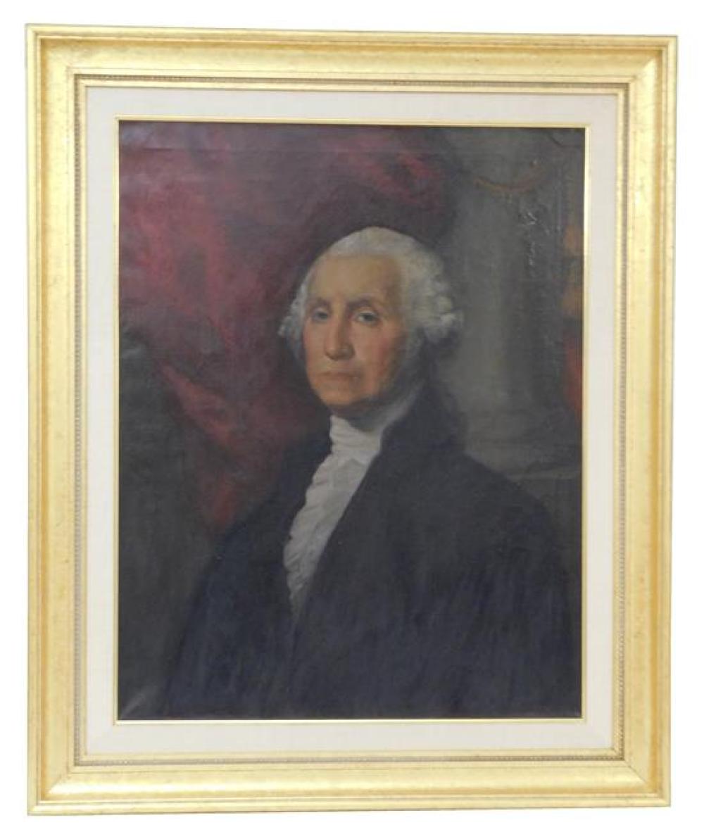 Appraisal: George Washington portrait oil on canvas Washington from the waist