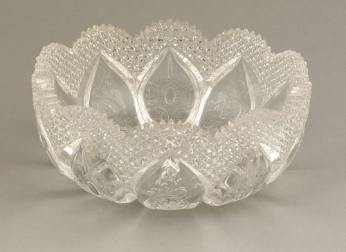 Appraisal: Rare T G Hawkes Co cut and engraved glass bowl