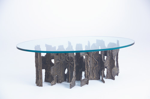 Appraisal: PAUL EVANS Fine custom-designed Sculpted Bronze coffee table with elliptical