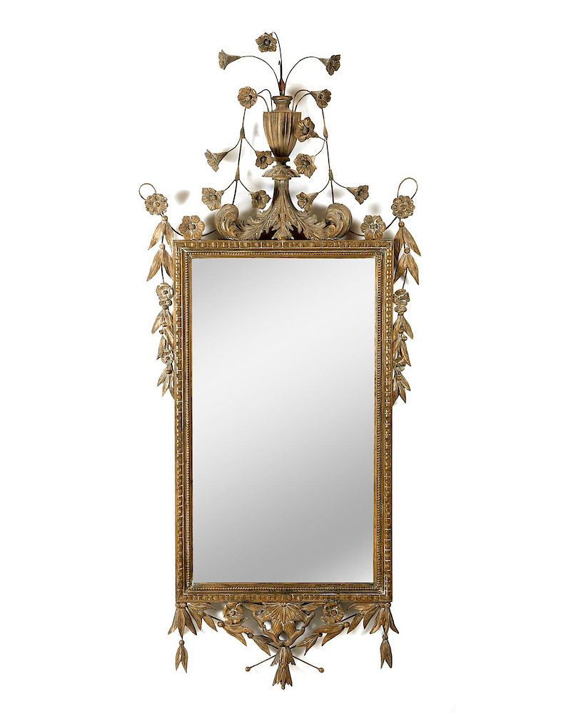 Appraisal: Neoclassical style gold painted mirror Neoclassical style gold painted mirror