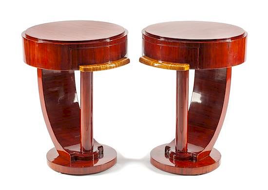 Appraisal: A Pair of Art Deco Style Side Tables Height x