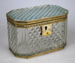 Appraisal: A th century Continental hobnail-cut glass jewellery casket with canted