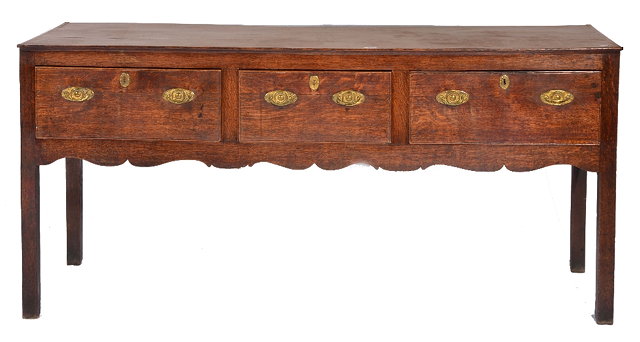 Appraisal: th Century oak dresser basewith three drawers to front on