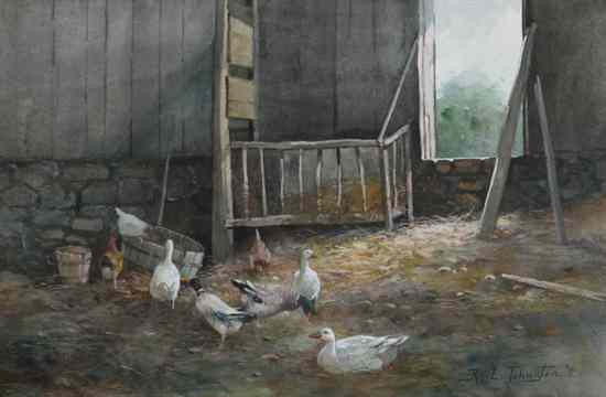 Appraisal: RUEBEN LE GRANDE JOHNSTON American - BARNYARD WITH DUCKS AND