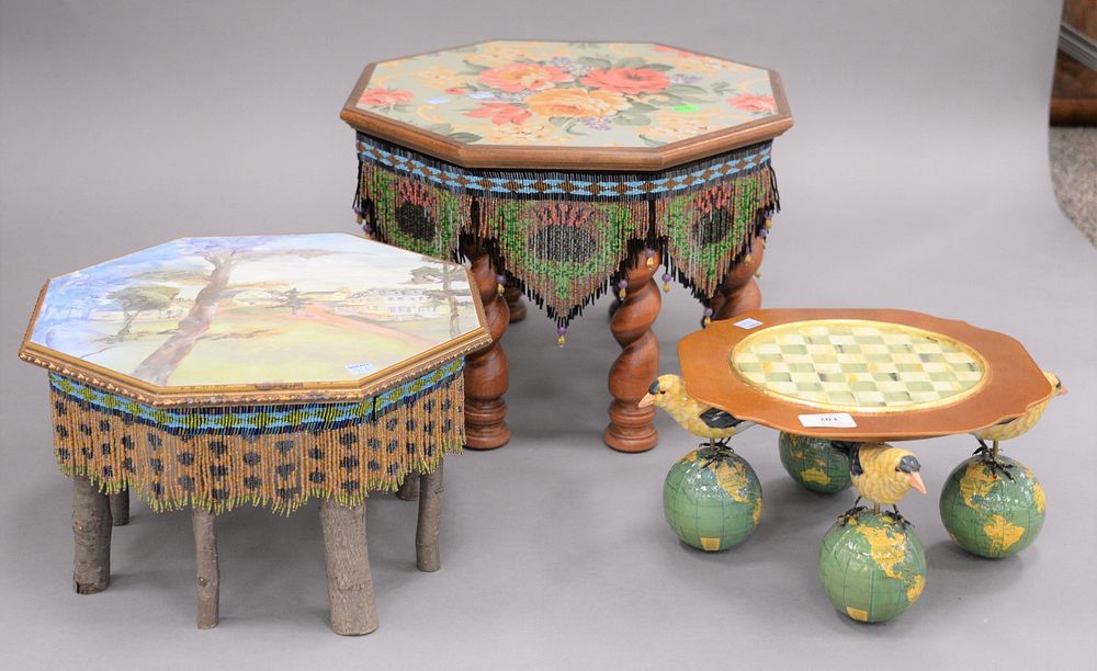 Appraisal: Two small Mackenzie Childs tables along with one Mackenzie Childs