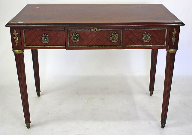 Appraisal: A LOUIS XV STYLE SIDE TABLE with parquetry inlaid top