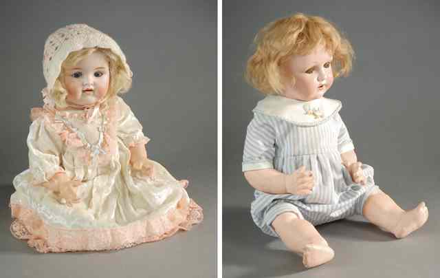 Appraisal: TWO GERMAN BISQUE SOCKET HEAD DOLLS the first by Frederike